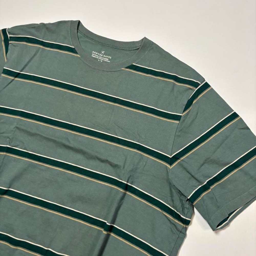 Green Striped Denver Hayes T-Shirt - L - Picture 2 of 6